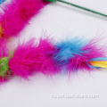 Turkey Feather Cat Stick Plastic Pole Cat Teaser